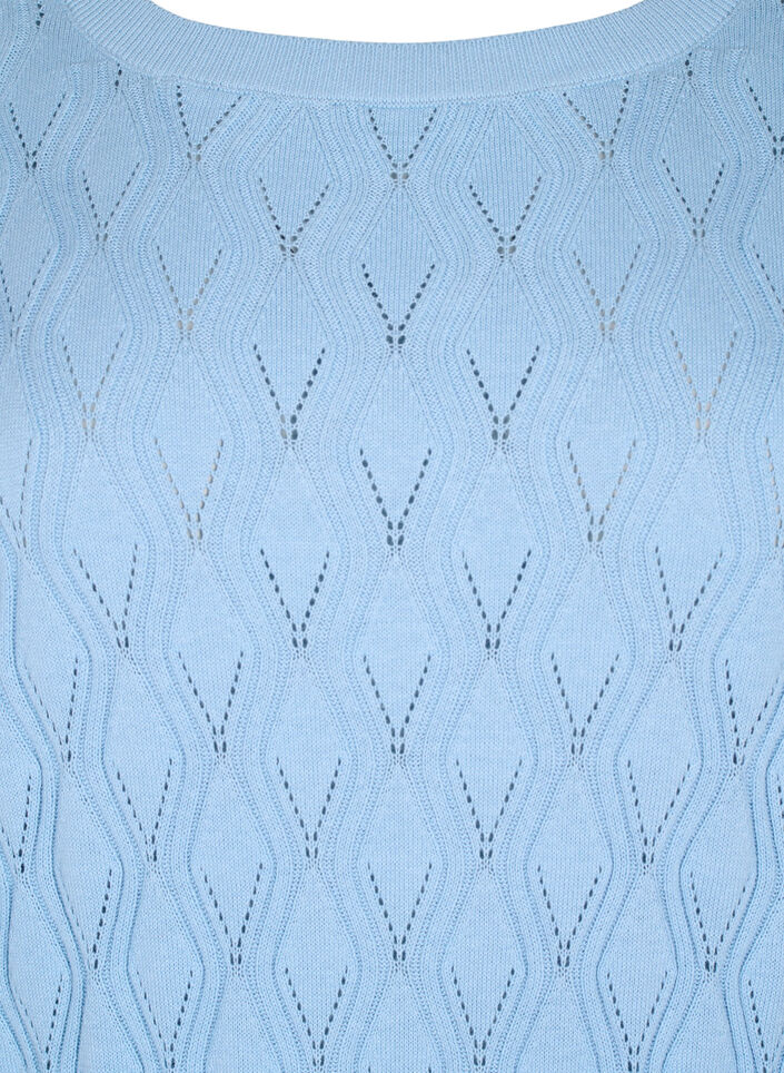 Reikäkuvioitu neulepaita, jossa on venepääntie	, Blue Bell, Packshot image number 2