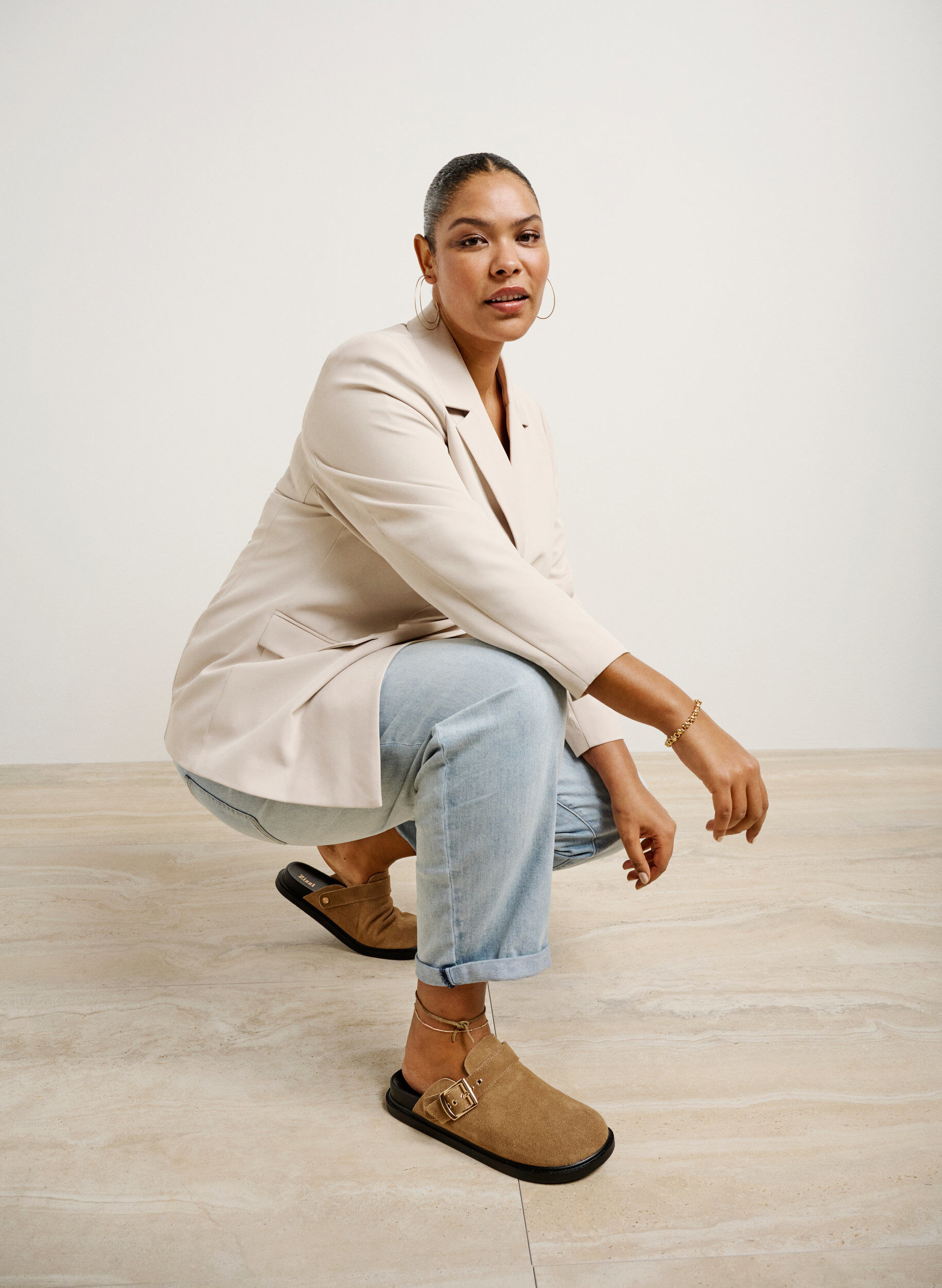 Zizzi Leve&auml;lestiset mokkanahkaiset hollannikkaat, Woodsmoke, Image image number 0