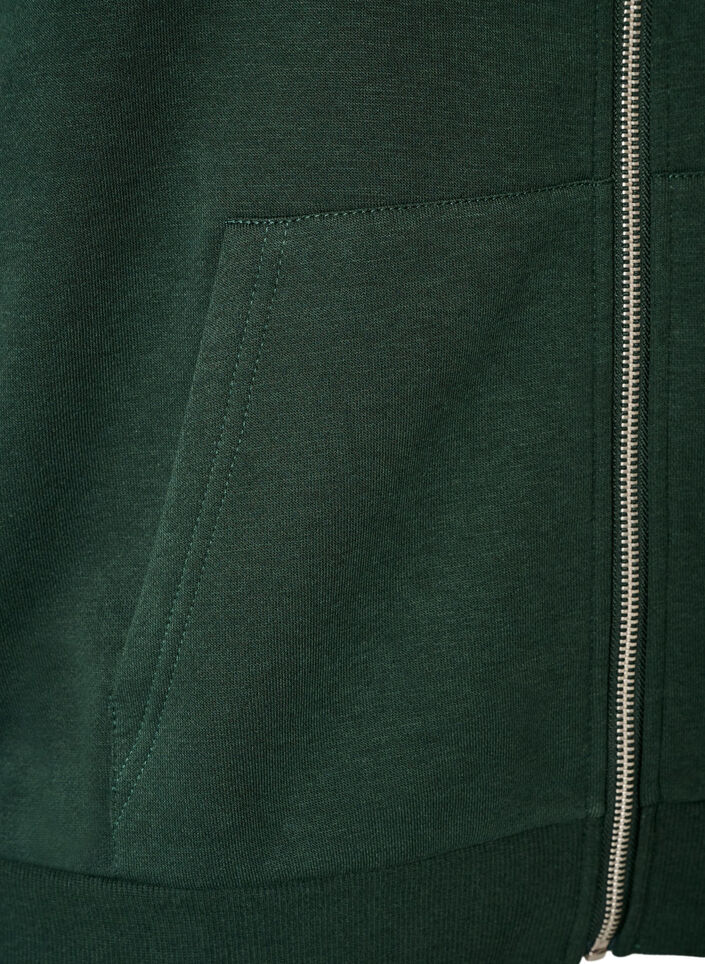 Hupullinen collegepaita vetoketjulla ja taskuilla, Vihre&auml;, Packshot image number 3