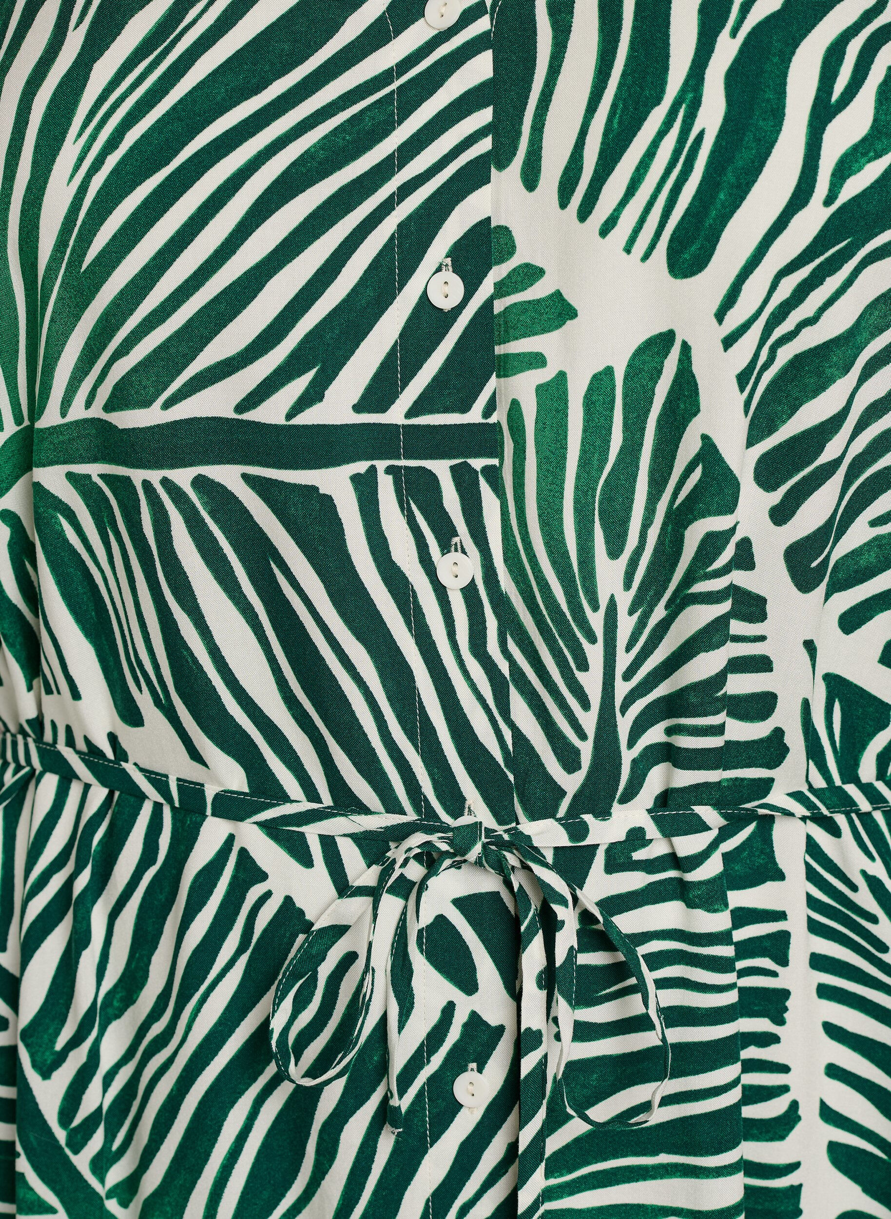 Zizzi Midimekko printill&auml; ja solmittavalla vy&ouml;ll&auml;, Vihre&auml;, Packshot image number 2