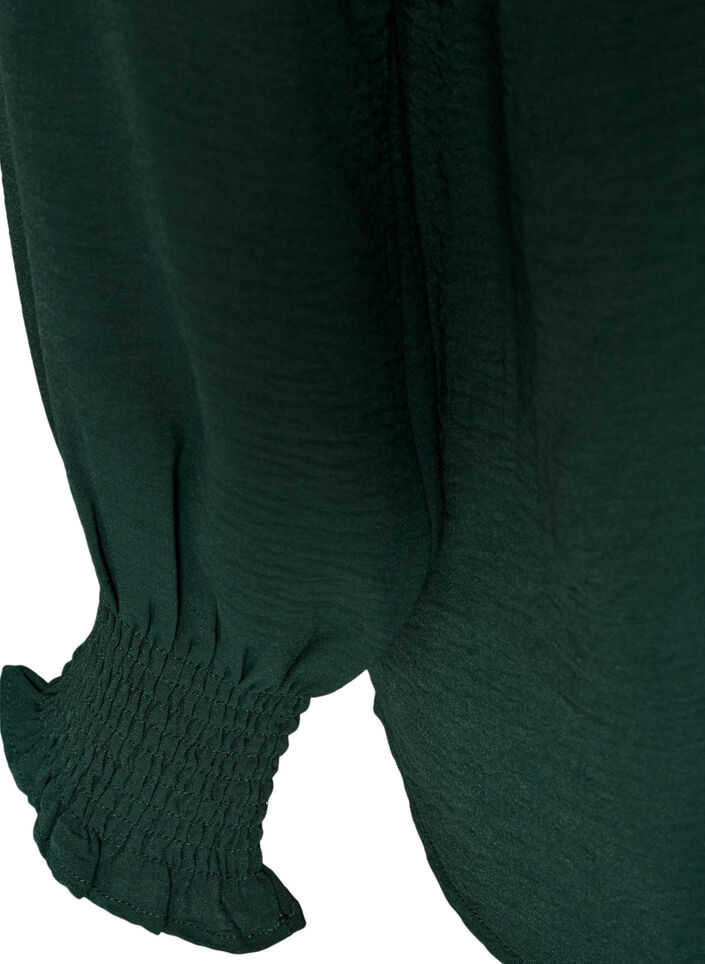 Pusero smock-kalvosimilla ja v-p&auml;&auml;ntiell&auml;, Vihre&auml;, Packshot image number 3