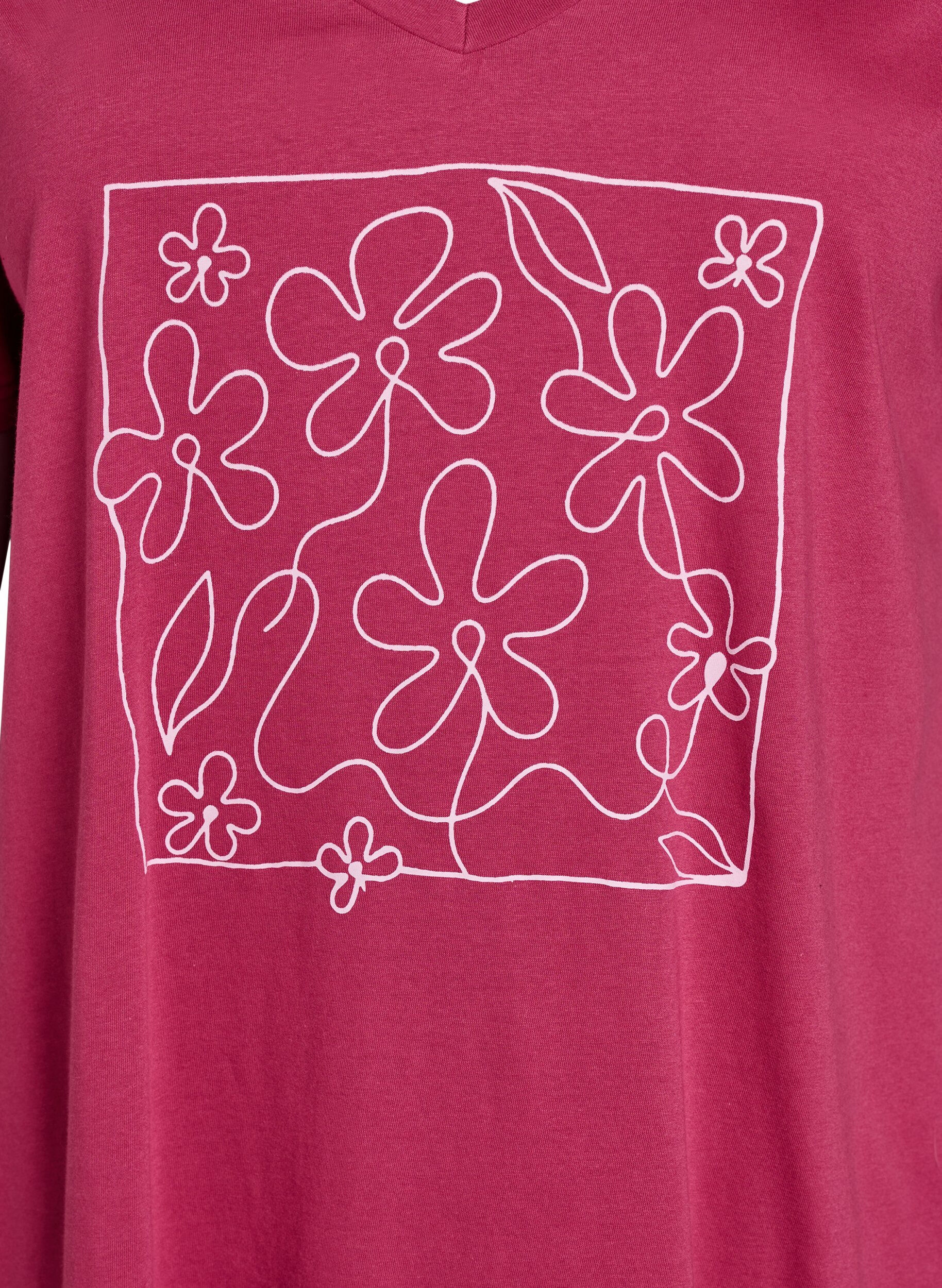 ZizziLuomupuuvillainen y&ouml;paita V-p&auml;&auml;ntiell&auml;, Punainen, Packshot image number 2