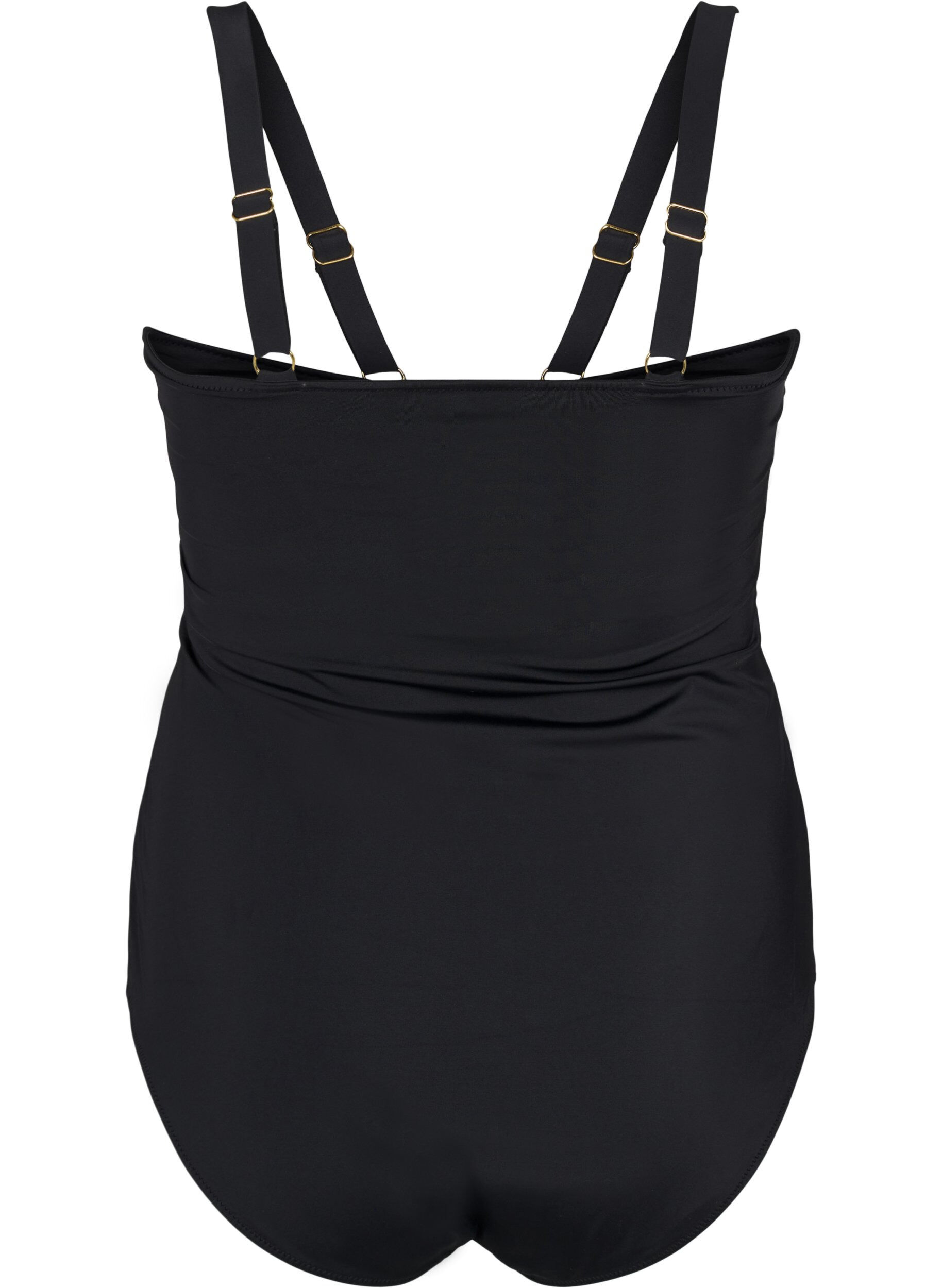 Zizzi Uimapuku V-yksityiskohdalla ja rypytyksill&auml;, Musta, Packshot image number 1