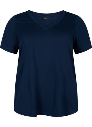 Lyhythihainen t-paita v-pääntiellä, Navy Blazer, Packshot image number 0
