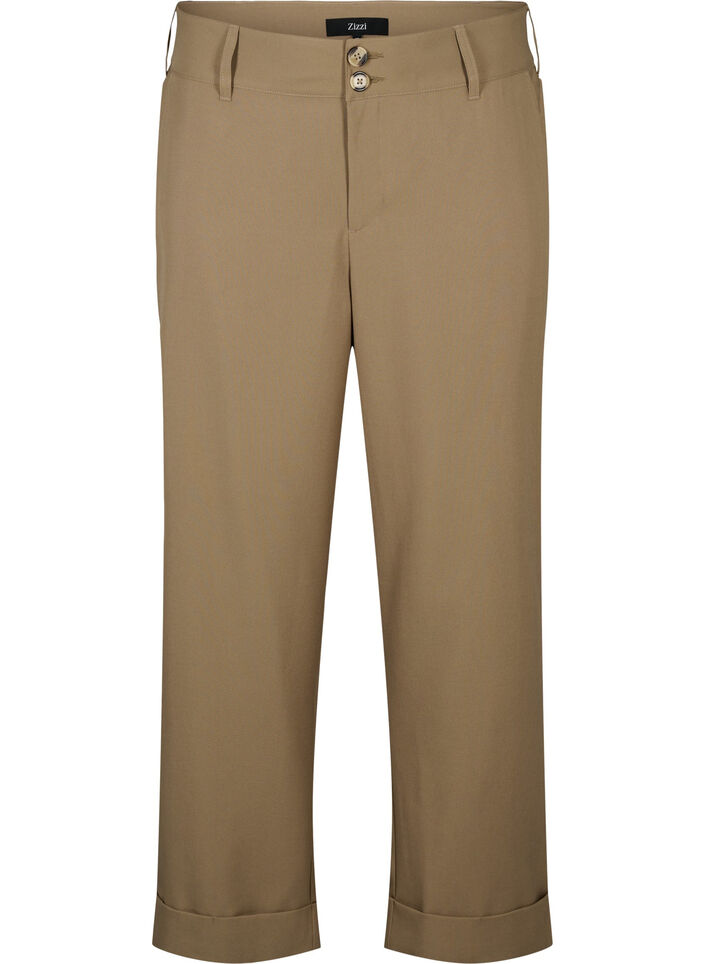 Korkeavyötäröiset housut, joissa on taitteet, Petrified Oak, Packshot image number 0