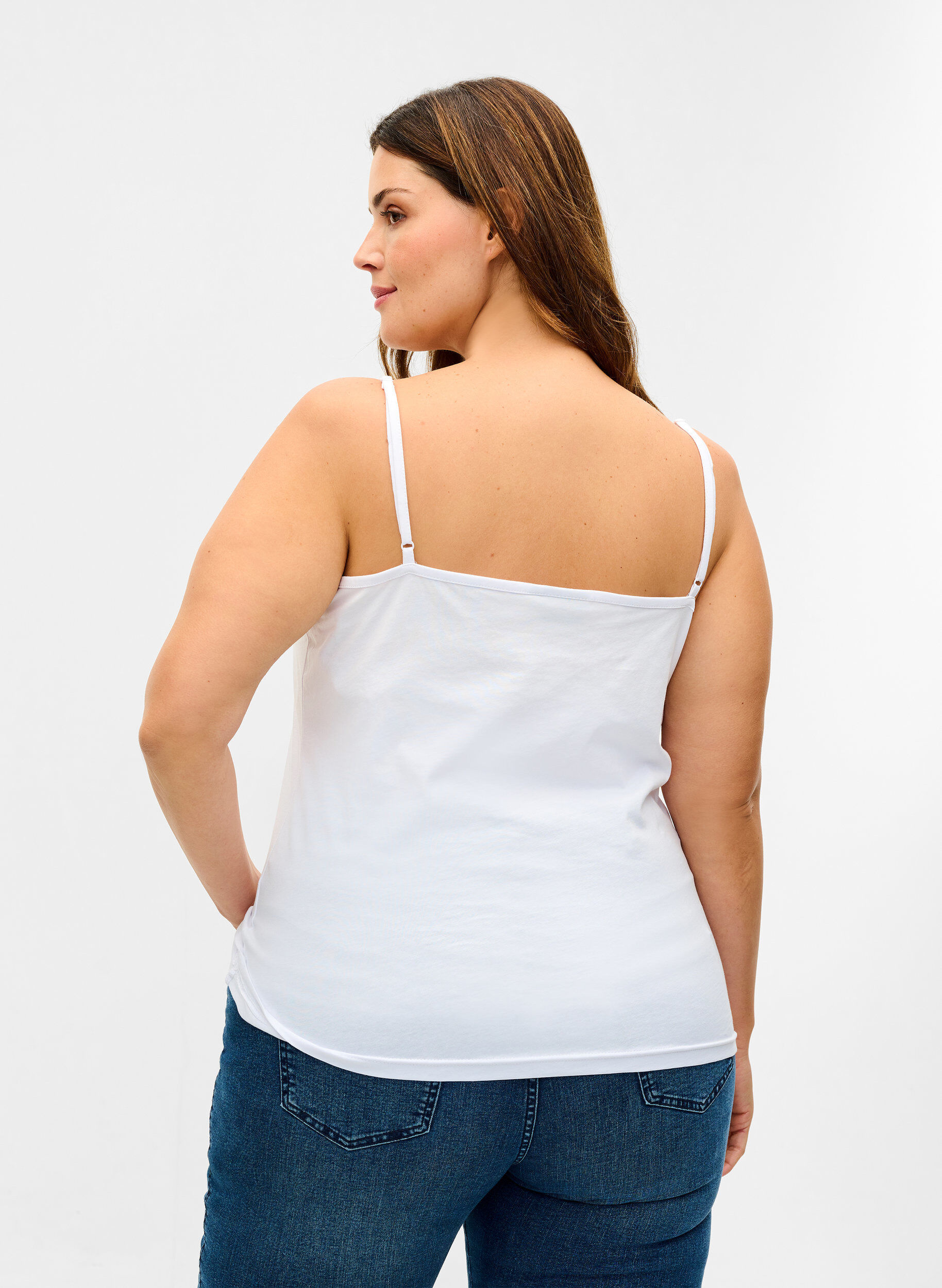 Zizzi 2 kpl puuvillaisia perustoppeja, Black/Bright White, Model image number 1