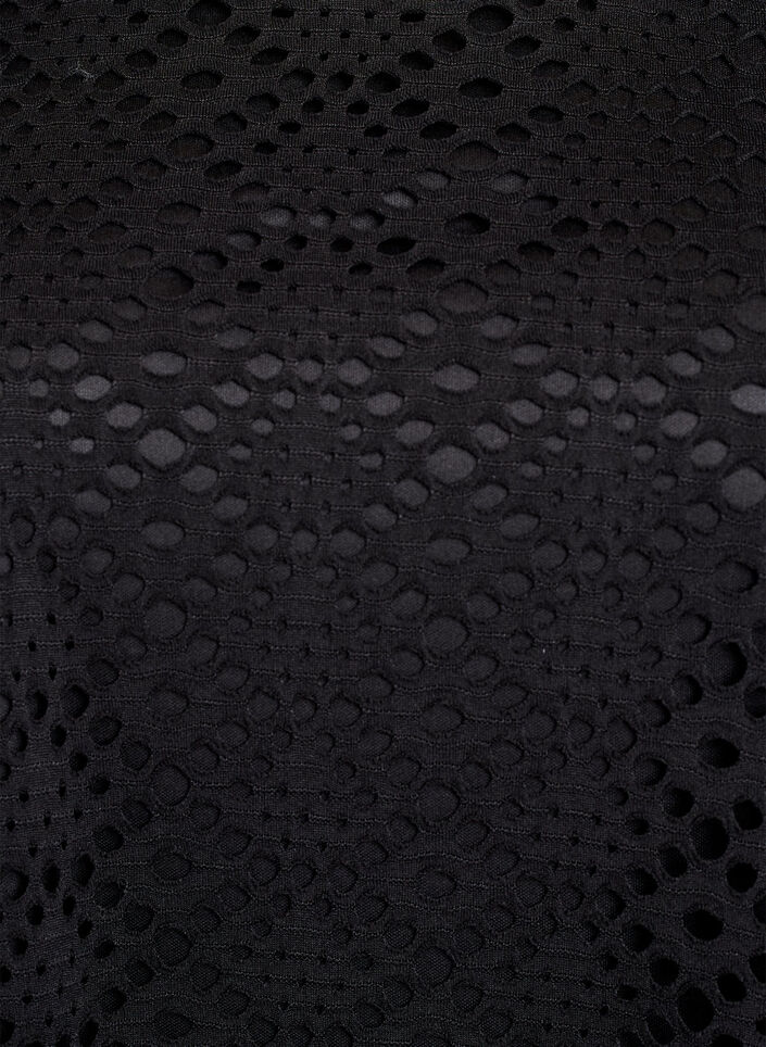 Polvimittainen mekko, jossa on silmukkakuvio ja lyhyet hihat, Musta, Packshot image number 2