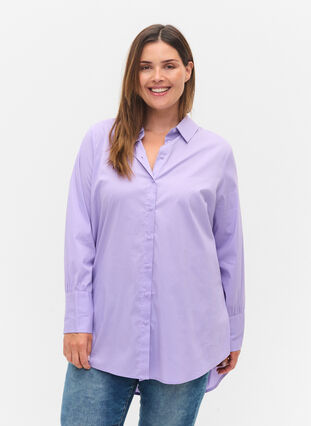 Pitkähihainen paita korkeilla manseteilla, Lavender, Model image number 0