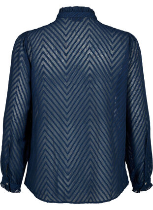 Paitapusero, jossa on röyhelöitä ja kuvioitu koostumus, Navy Blazer, Packshot image number 1