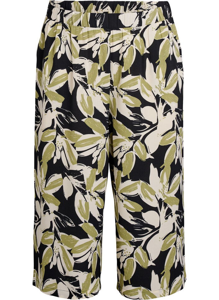 Culottes-housut kuosilla, Musta, Packshot image number 0