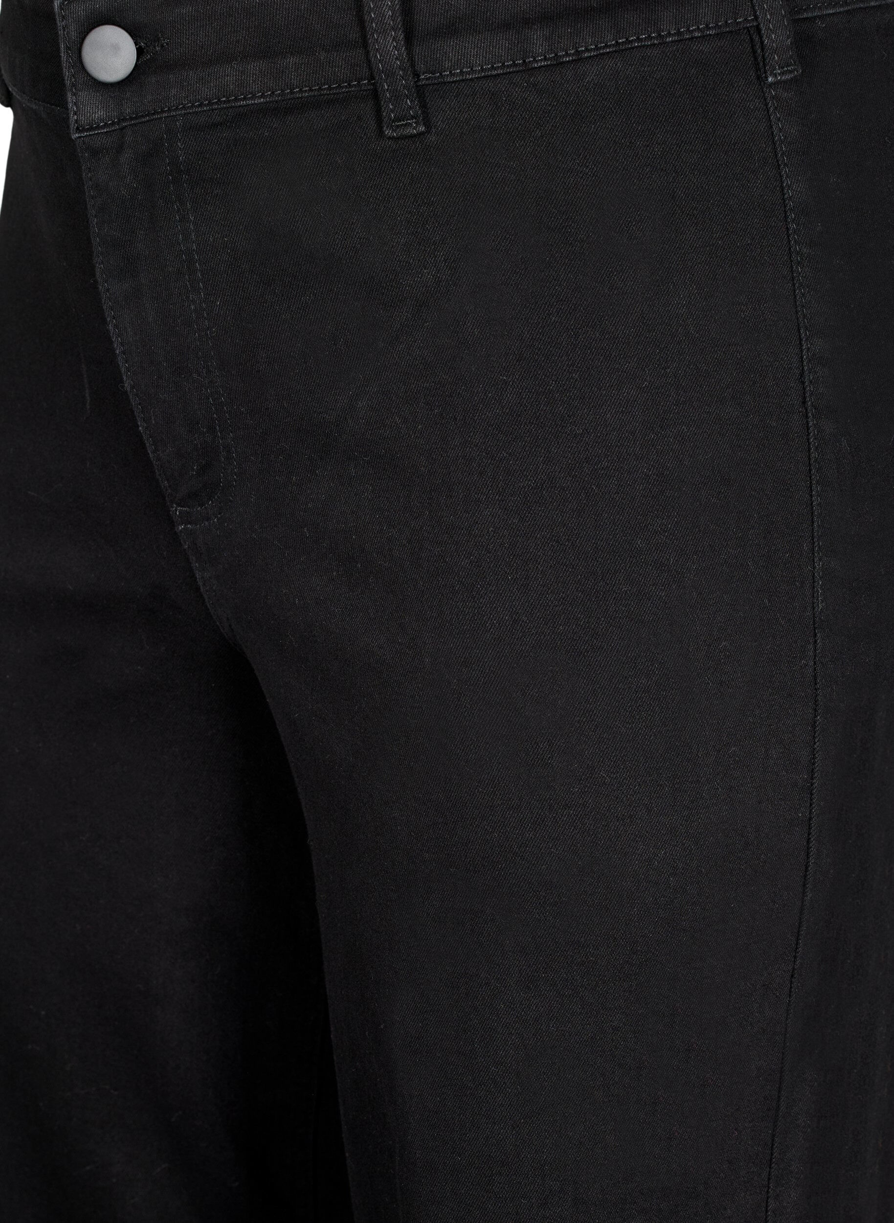 Zizzi Korkeavy&ouml;t&auml;r&ouml;iset leve&auml;lahkeiset farkut, Musta, Packshot image number 2