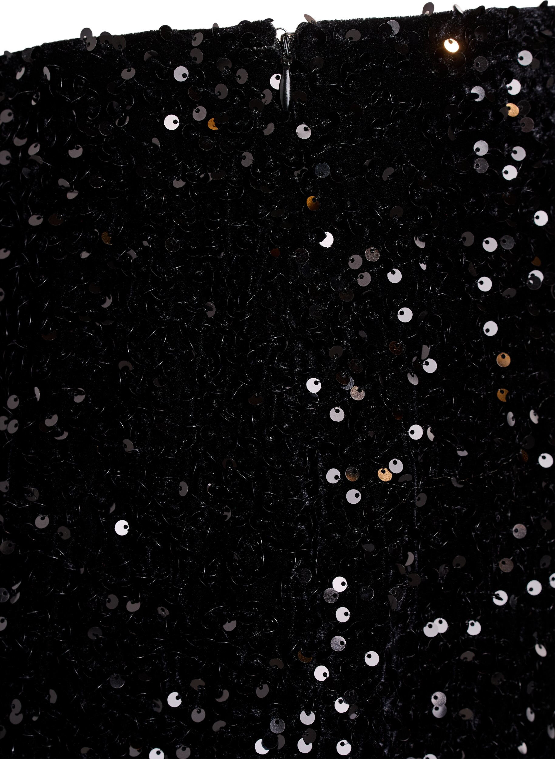 Zizzi Lyhyt paljettihame joustavalla vy&ouml;t&auml;r&ouml;ll&auml;, Musta, Packshot image number 3