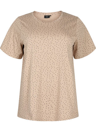 Orgaanisesta puuvillasta valmistettu pilkullinen t-paita	, Natural Dot, Packshot image number 0