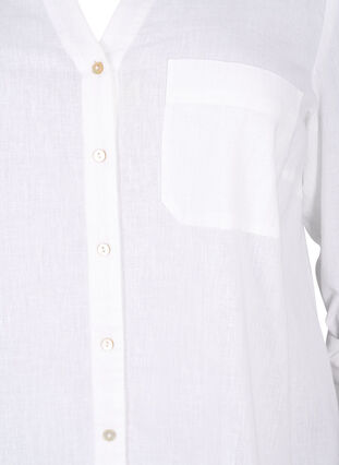Puuvilla-pellavasekoitteinen paitapusero, jossa on napitus, Bright White, Packshot image number 2