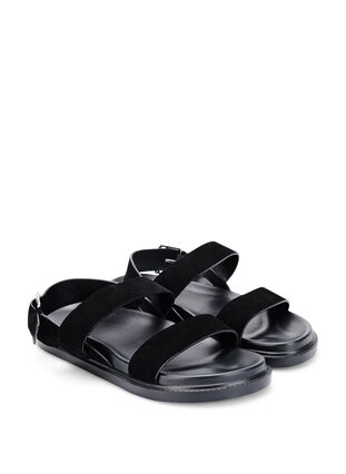 Wide fit -sandaalit mokkanahasta, Black, Packshot image number 1
