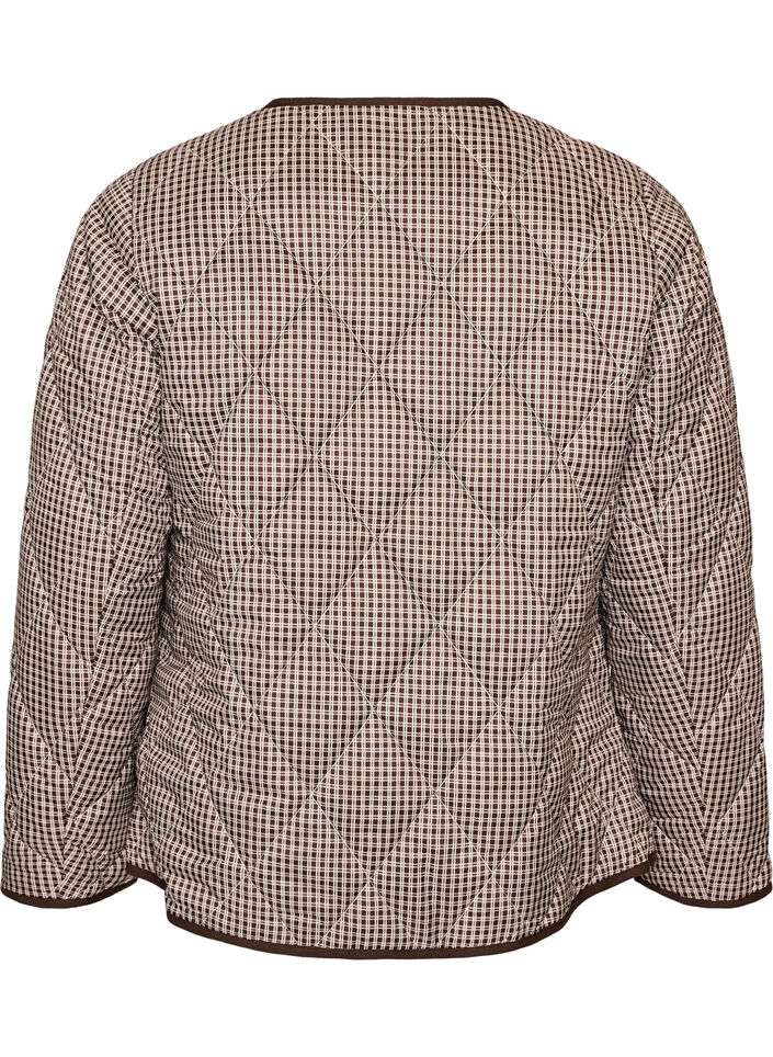 Tikkitakki pienill&auml; ruuduilla ja kontrastireuna, Ruskea, Packshot image number 1