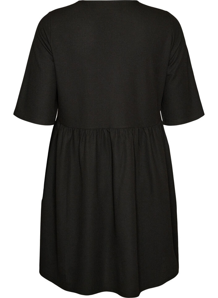 Mekko ribbineuloksella ja empire-leikkauksella, Musta, Packshot image number 1