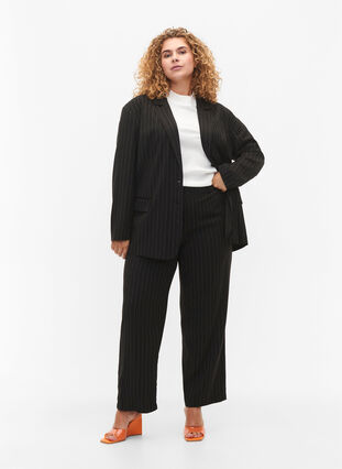 Pinssilangoitut housut, Black W. Pinstripe, Model image number 0