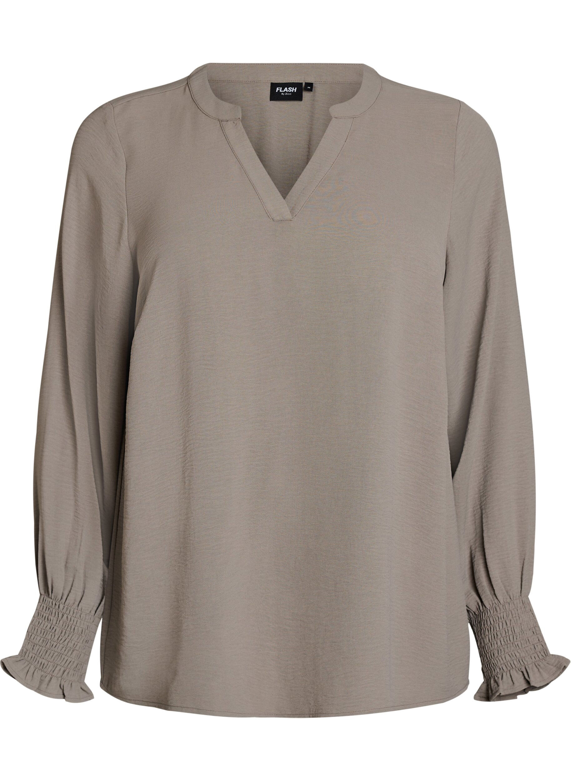 ZizziPusero smock-kalvosimilla ja v-p&auml;&auml;ntiell&auml;, Beige, Packshot image number 0