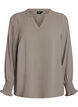 Pusero smock-kalvosimilla ja v-p&auml;&auml;ntiell&auml;, Beige, Packshot image number 0