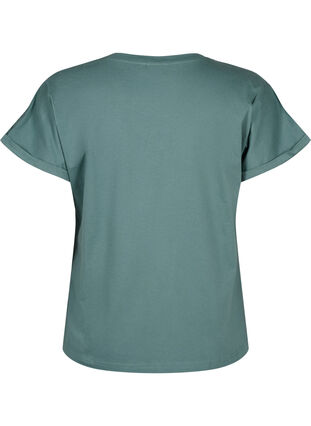 Luomupuuvillasta valmistettu T-paita broderie anglaise -reunuksella, Sea Pine, Packshot image number 1