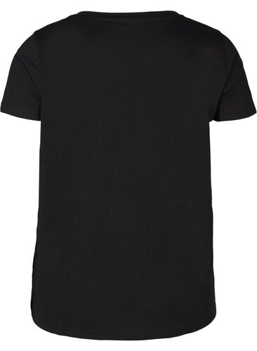 Lyhythihainen puuvillainen t-paita printillä, Black w. Silver, Packshot image number 1