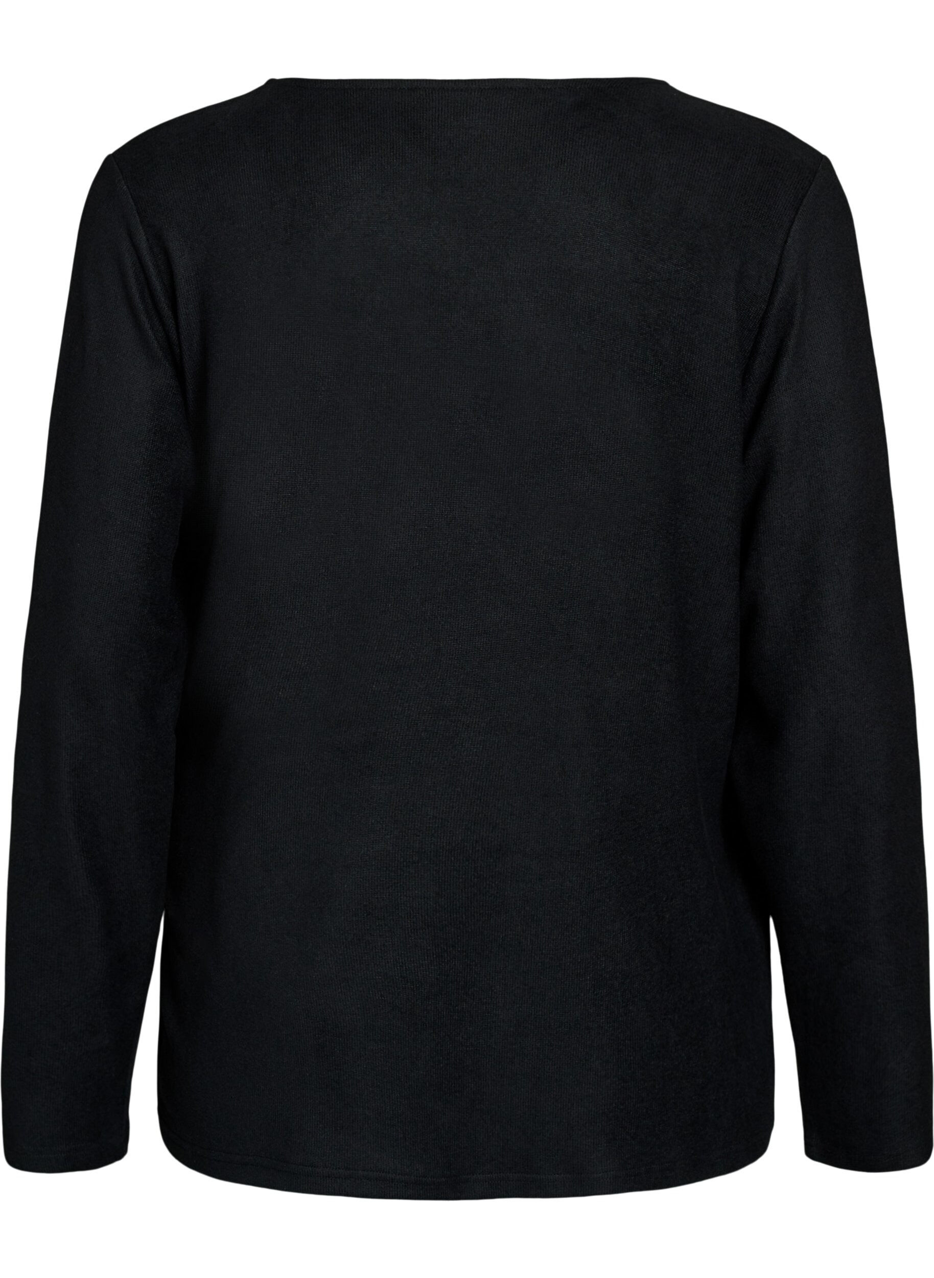 ZizziJersey-kietaisupusero solmittavalla nauhalla, Musta, Packshot image number 1