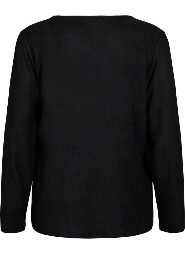 Jersey-kietaisupusero solmittavalla nauhalla, Musta, Packshot image number 1