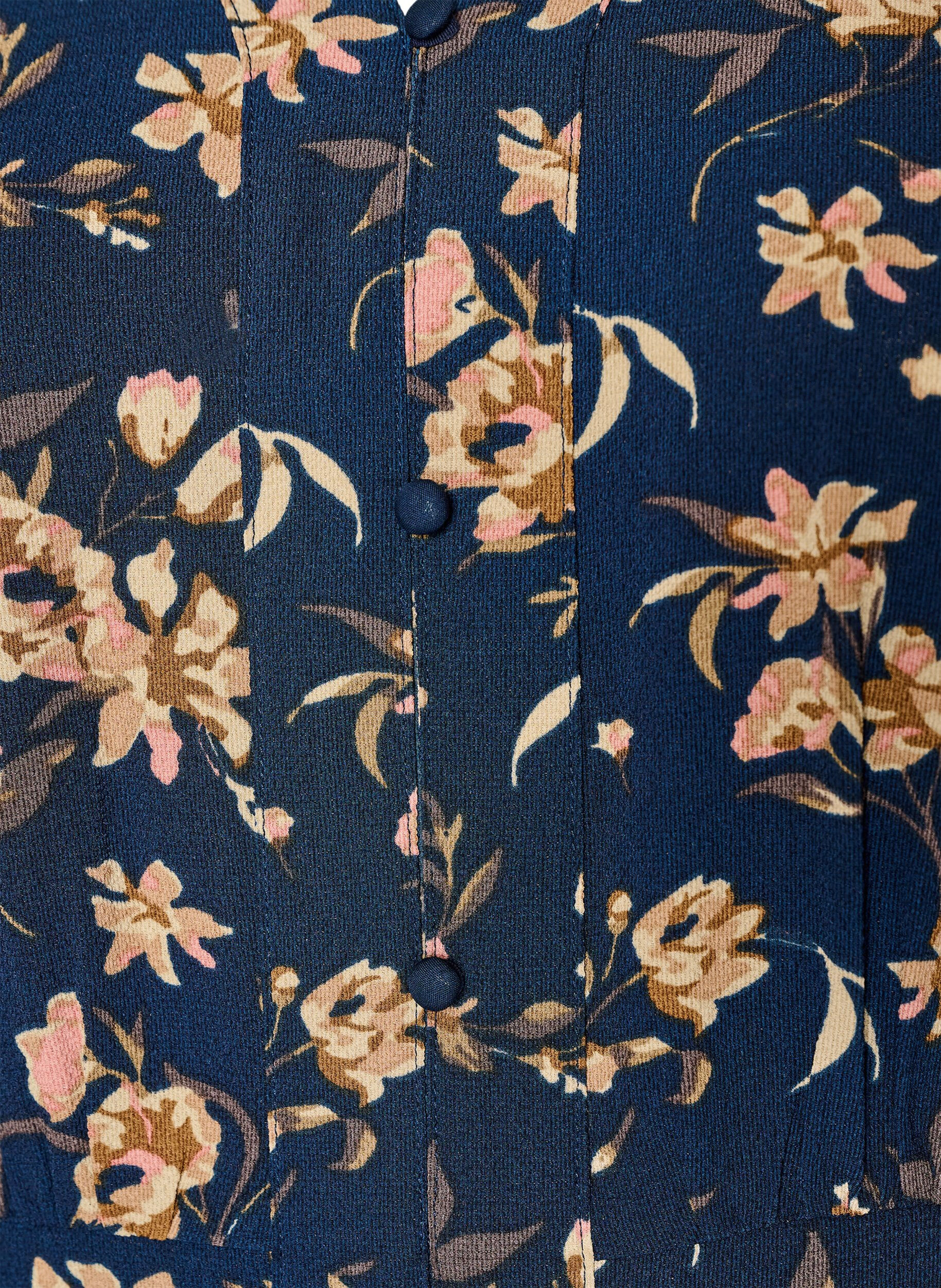 ZizziMidi-mekko smockilla ja koristeellisilla napeilla, Sininen, Packshot image number 2