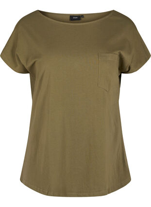 Ekologisesta puuvillasta valmistettu t-paita rintataskulla, Ivy Green, Packshot image number 0