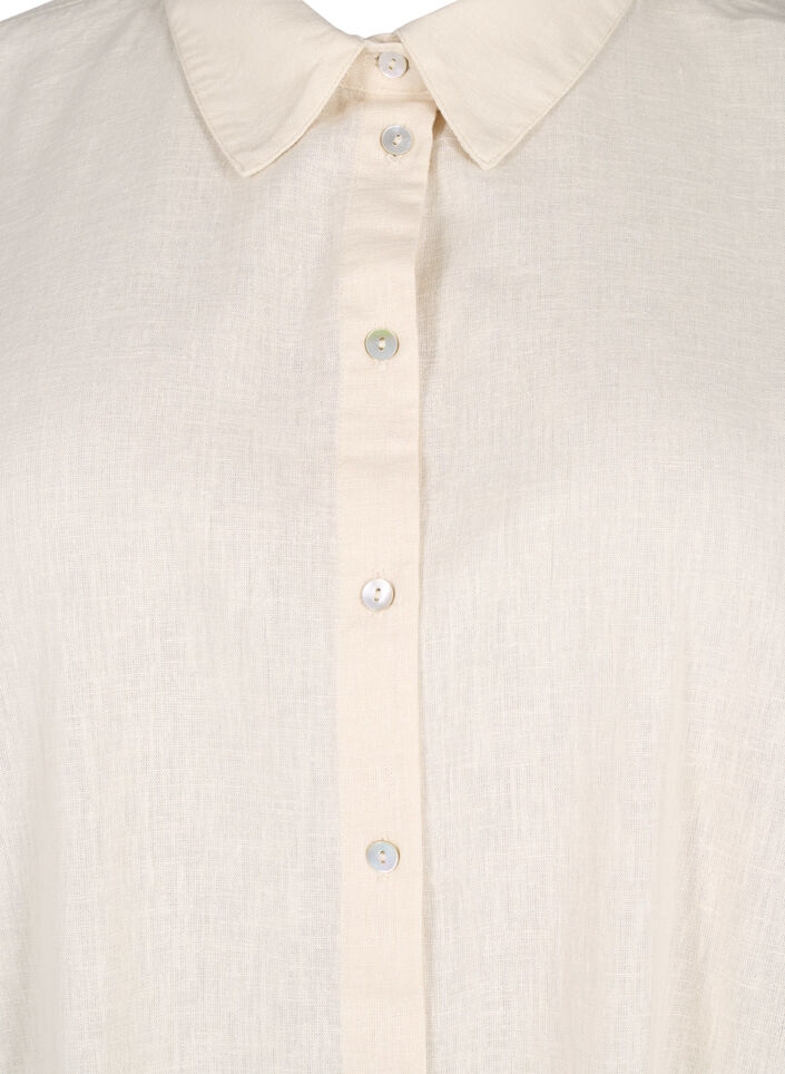 Pitkä paita puuvilla-pellavasekoitteesta, Beige, Packshot image number 2