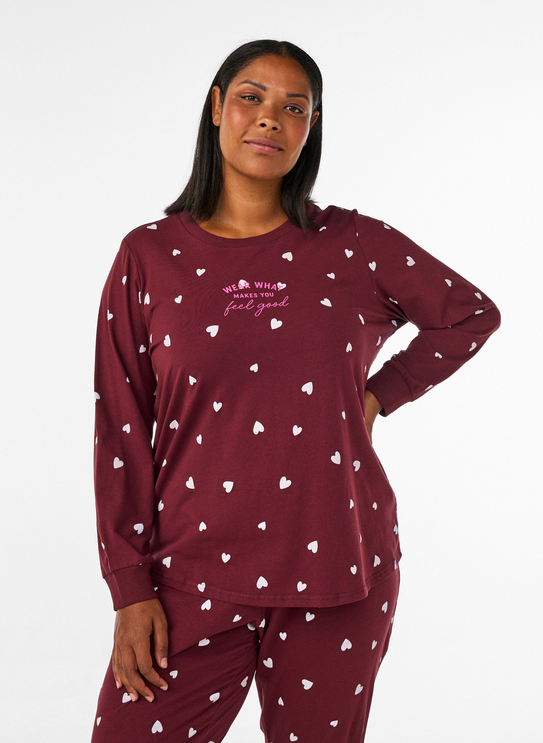 ZizziY&ouml;paita printill&auml;, Punainen, Model image number 0