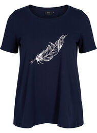Lyhythihainen puuvillainen t-paita painatuksella, Night Sky w. silver 