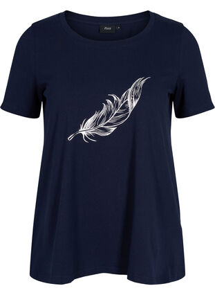 Lyhythihainen puuvillainen t-paita painatuksella, Night Sky w. silver , Packshot image number 0