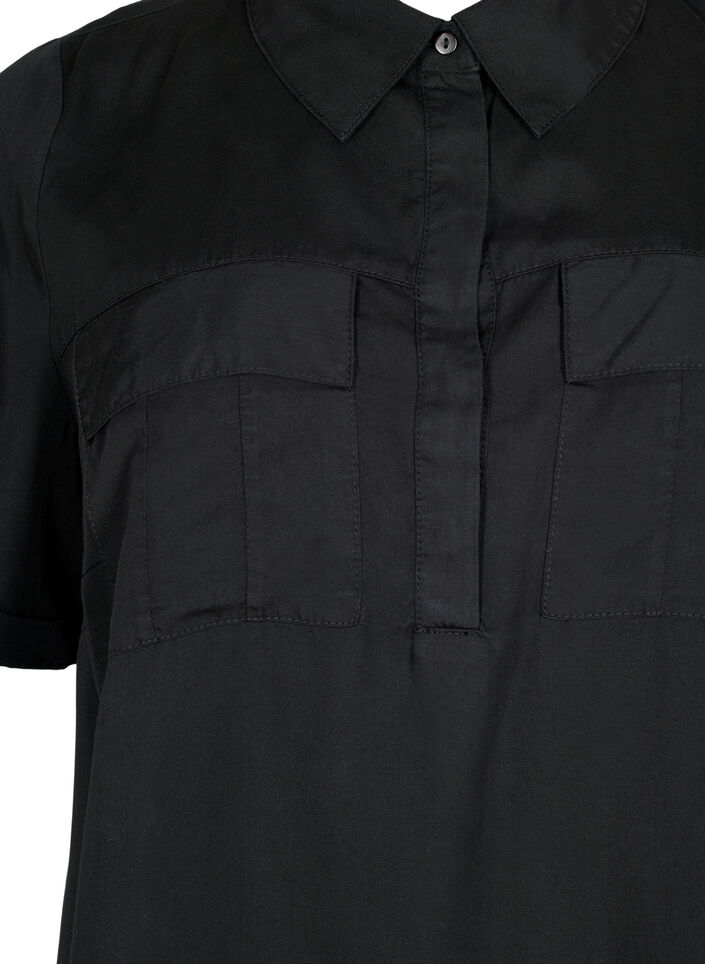 Lyhythihainen tunika lyocellia (TENCEL™), Black, Packshot image number 2