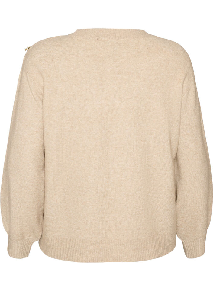 Neulepusero nappiyksityiskohdilla, Beige, Packshot image number 1
