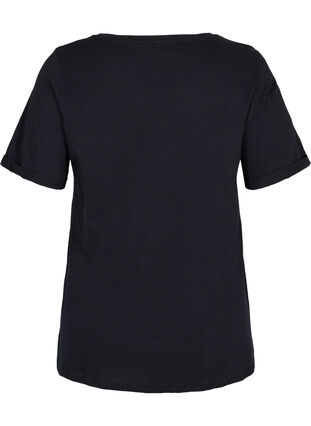 Puuvillainen t-paita lyhyillä hihoilla, Black, Packshot image number 1