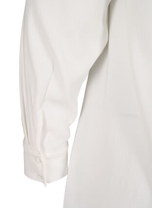 Pitkä yksivärinen paita rintataskulla, Warm Off-white, Packshot image number 3