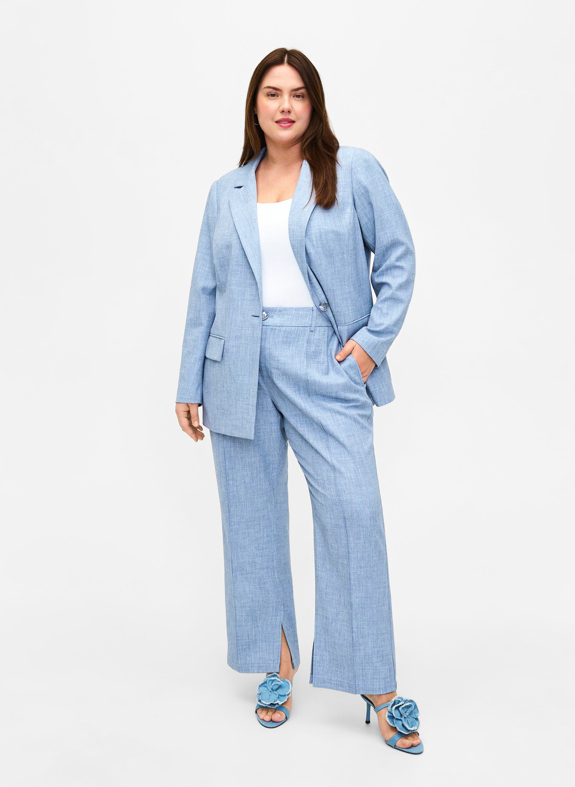 Zizzi Meleerattu bleiseri nappikiinnityksell&auml;, Infinity , Model image number 2