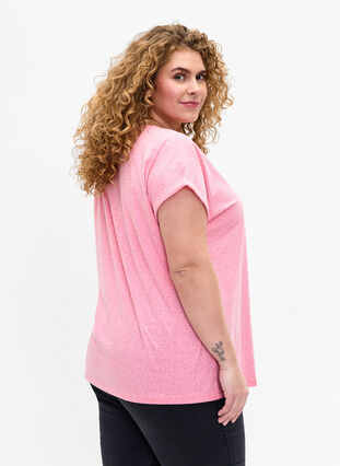 Meleerattu t-paita lyhyillä hihoilla, Strawberry Pink Mel., Model image number 1