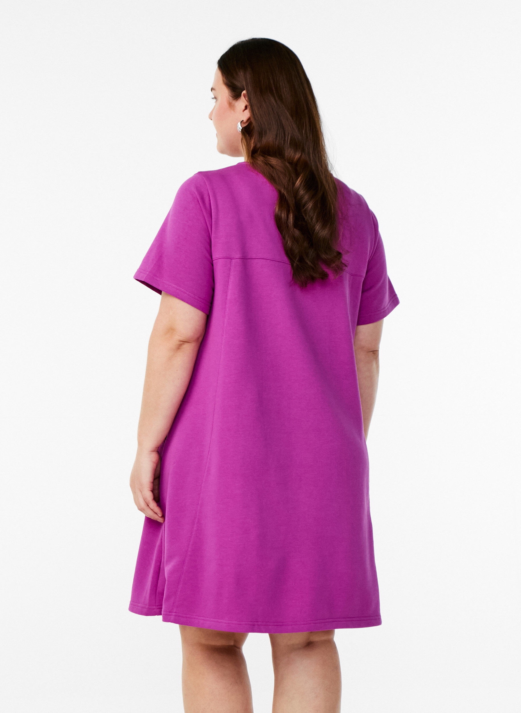 Zizzi Jerseymekko lyhyill&auml; hihoilla ja taskuilla, Violetti, Model image number 2