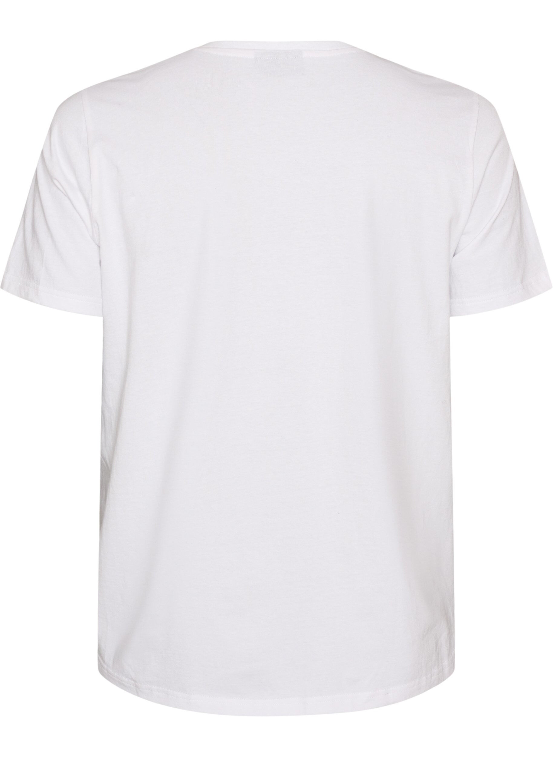ZizziLuomupuuvillainen T-paita etupainatuksella, Valkoinen, Packshot image number 1