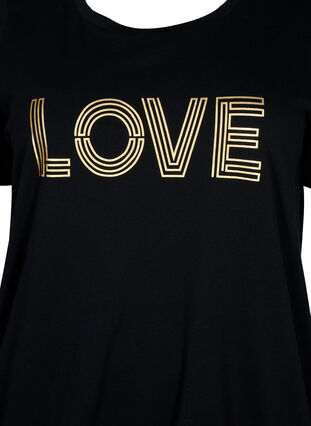 Puuvilla T-paita foliopainatuksella, Black W. Love, Packshot image number 2