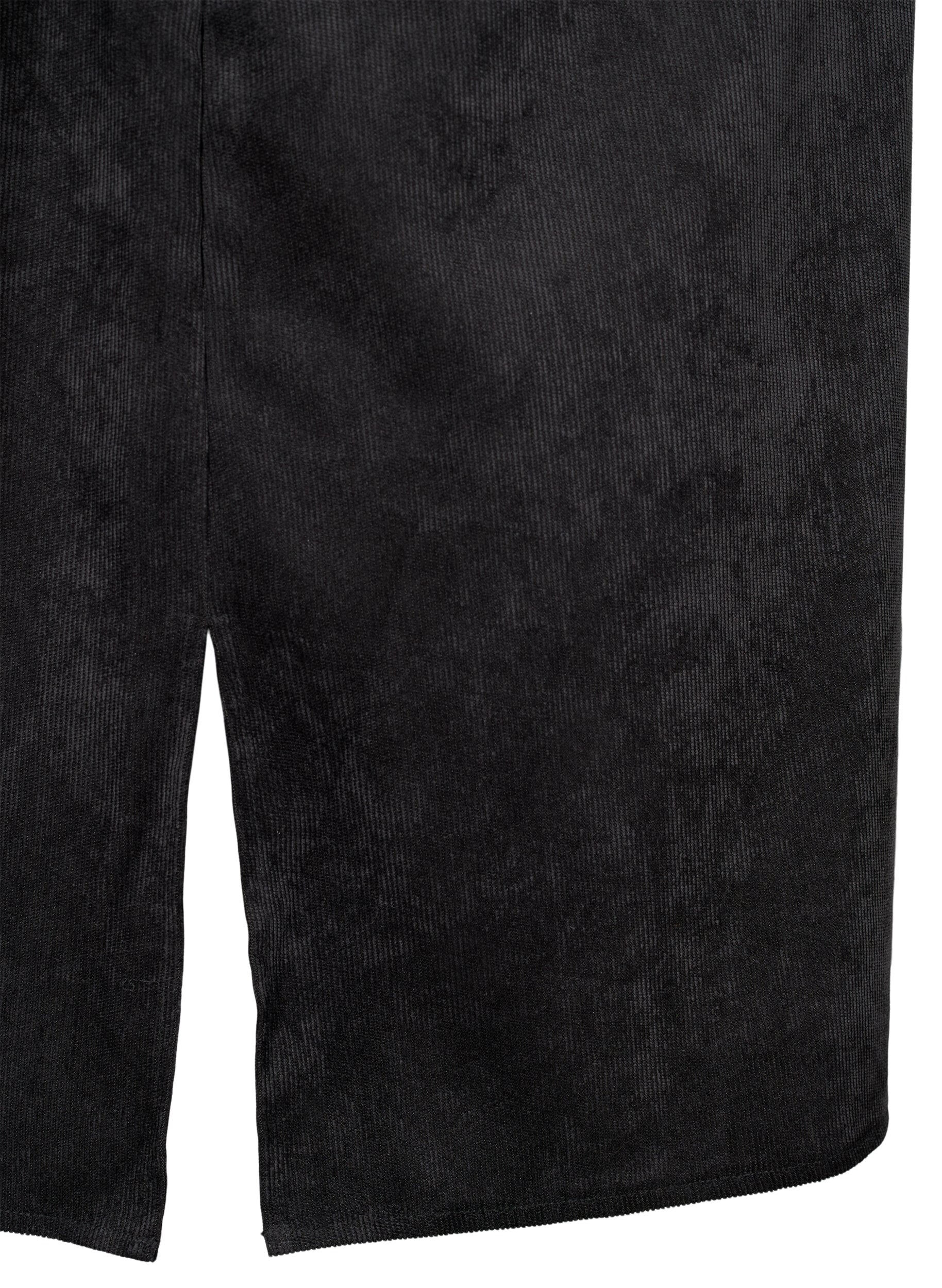 Zizzi Vakosamettimekko, jossa on 3/4-hihat ja napit, Black, Packshot image number 2