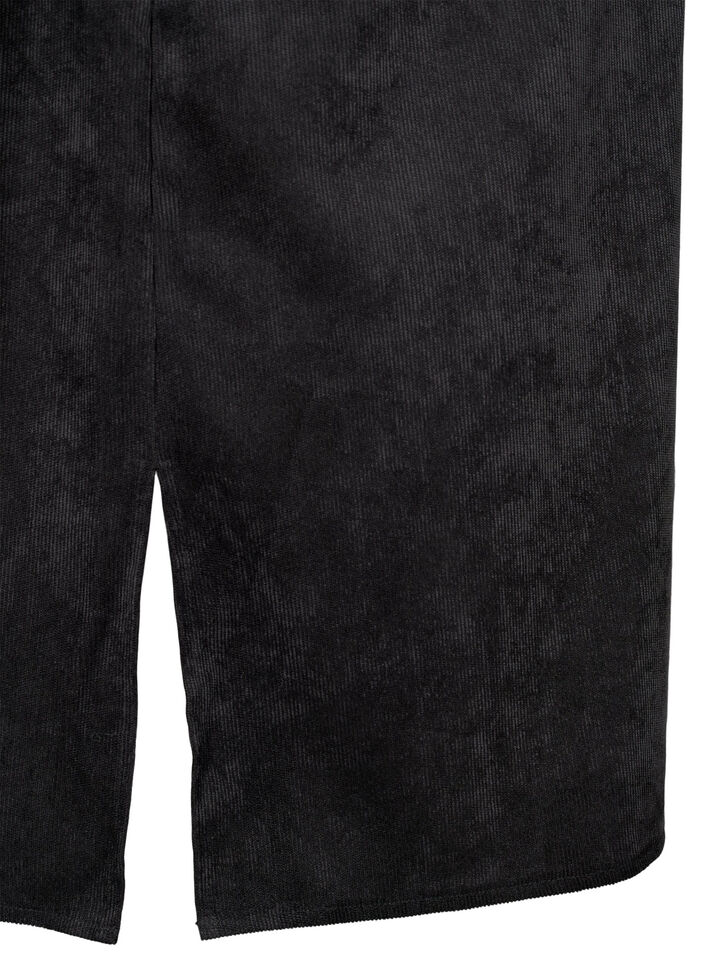 Vakosamettimekko, jossa on 3/4-hihat ja napit, Black, Packshot image number 2