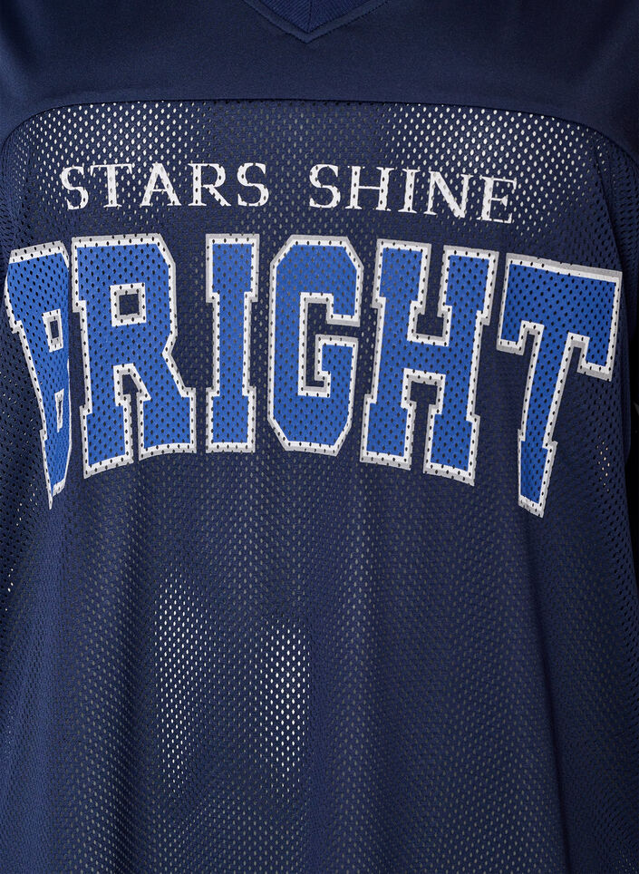 V-aukollinen treenipaita etupuolen printill&auml;, Sininen, Packshot