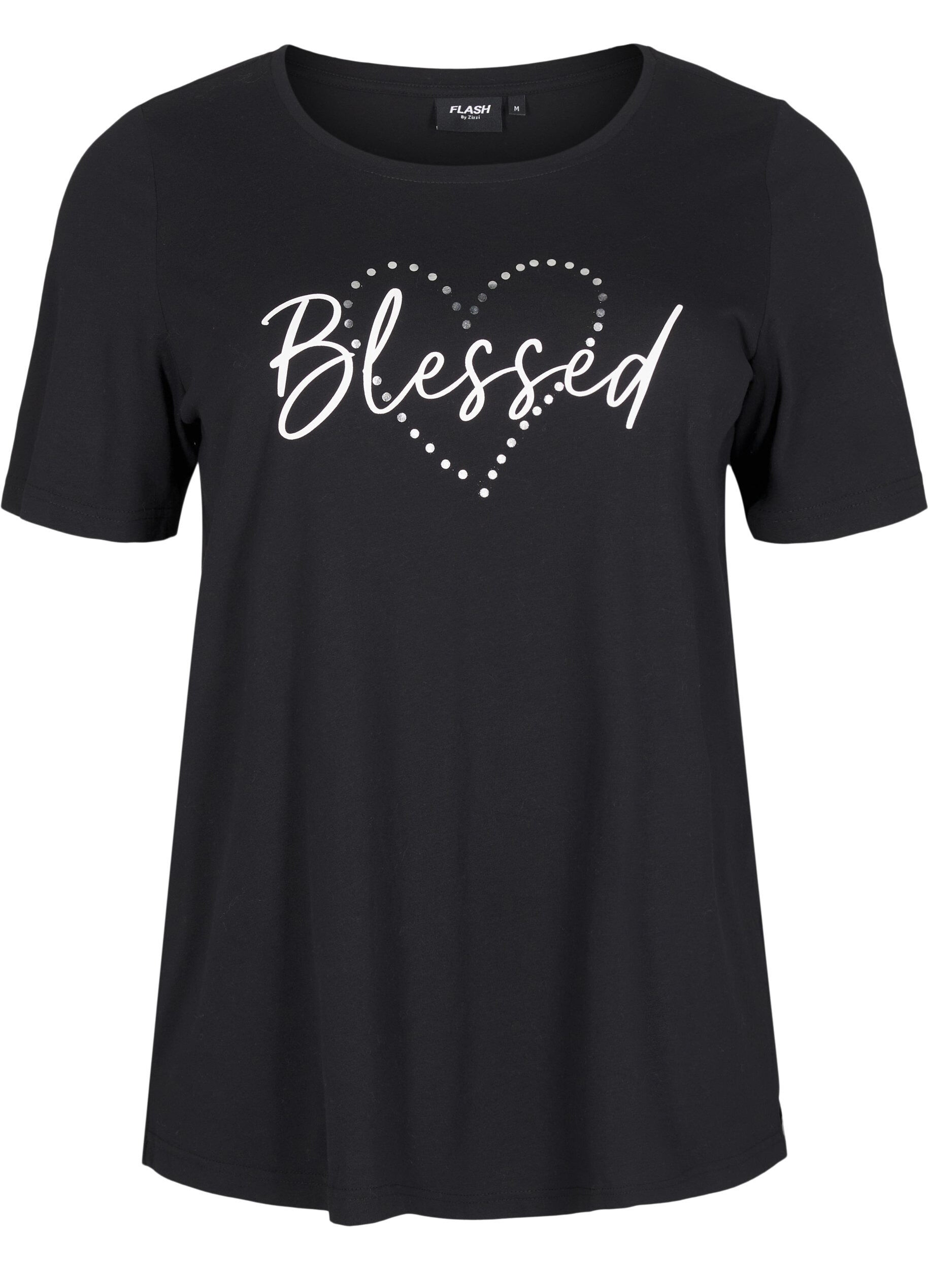 Zizzi FLASH - T-paita printill&auml;, Musta, Packshot image number 0