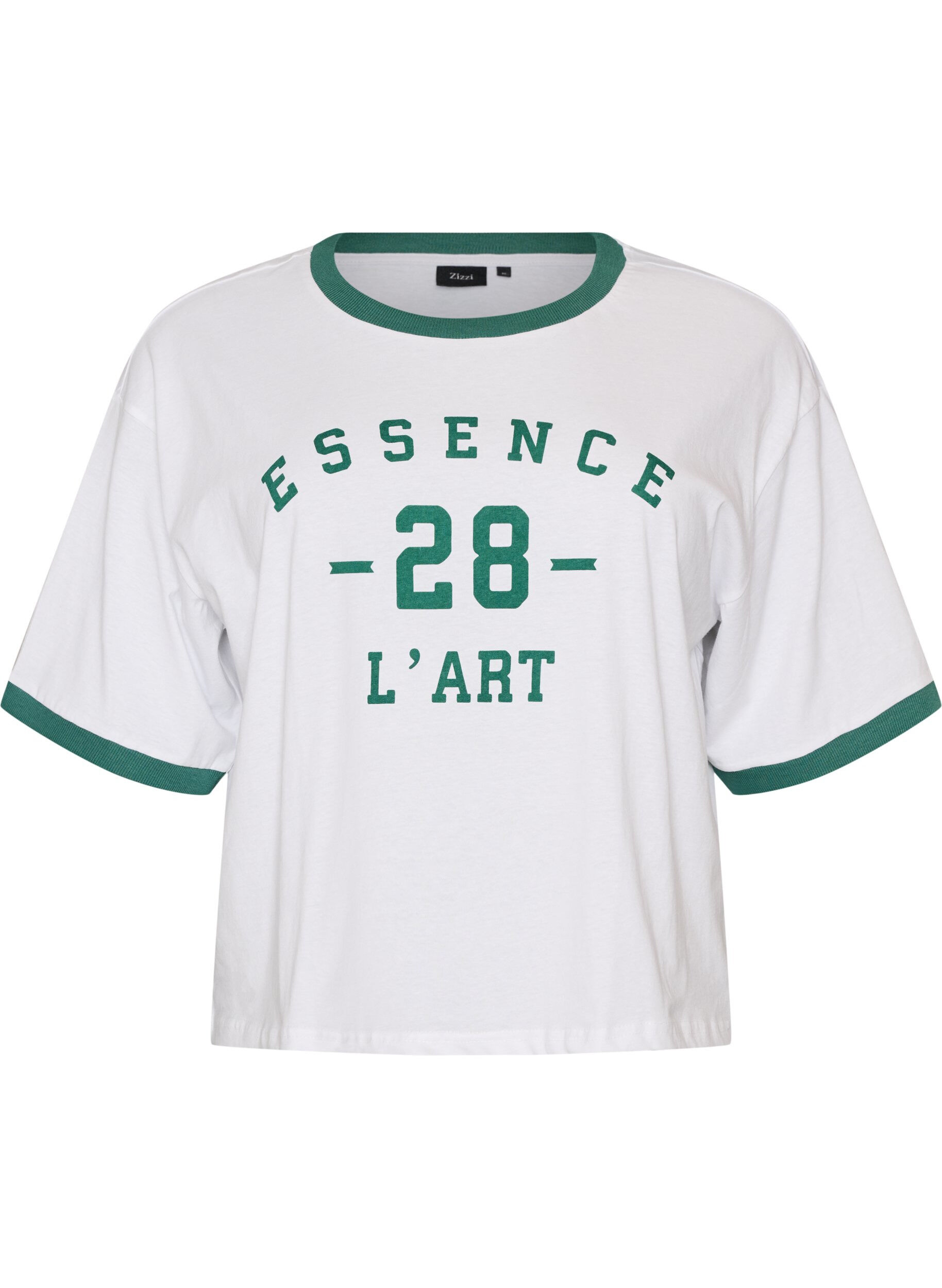 Puuvilla T-paita tekstiprintill&auml; ja laatikkomainen istuvuus