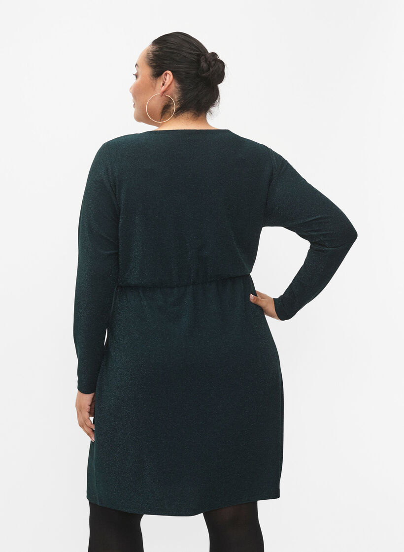 Glitterimekko, jossa on kietaisulook ja pitkät hihat, Black Scarab, Model image number 1