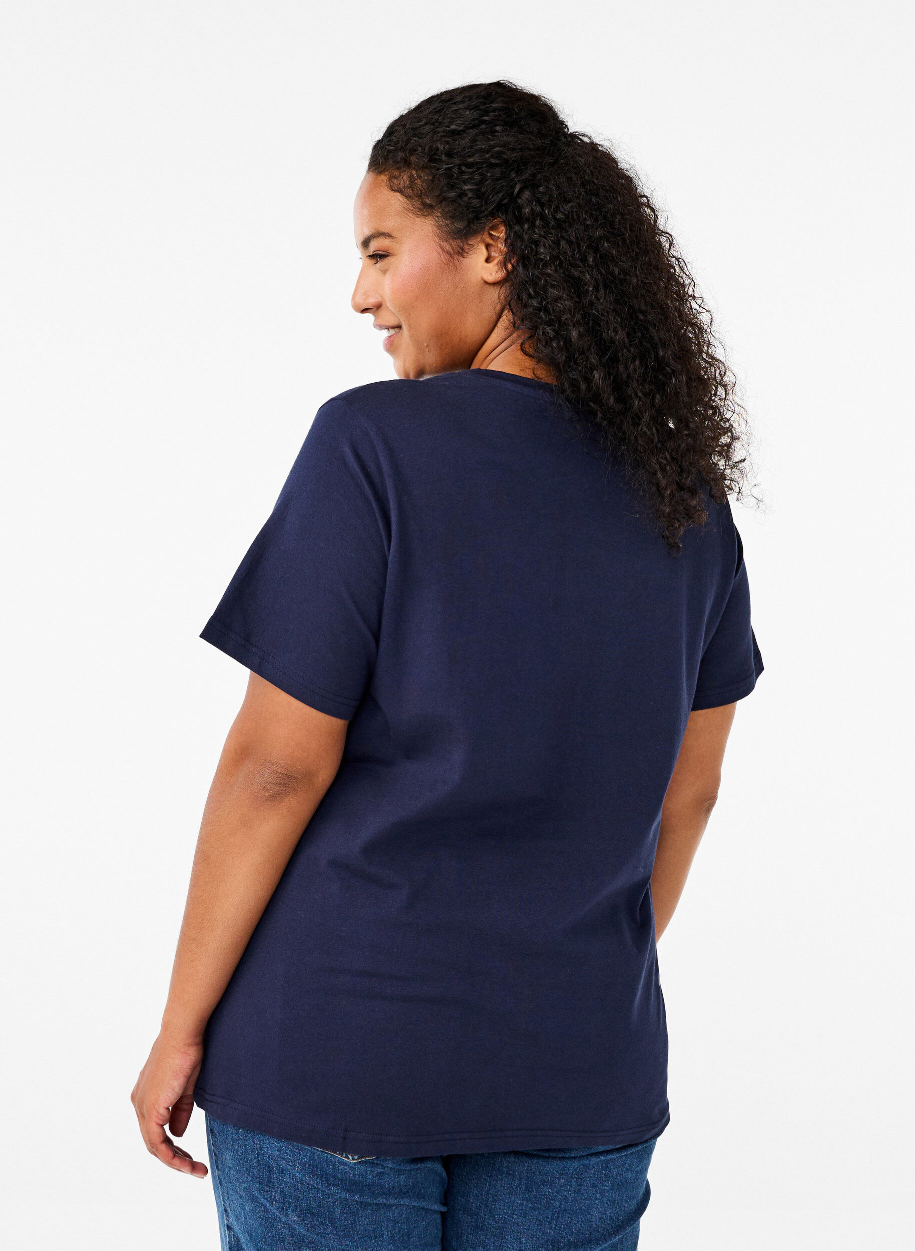 Zizzi Luomupuuvillainen T-paita printill&auml;, Night Sky Printet, Model image number 1